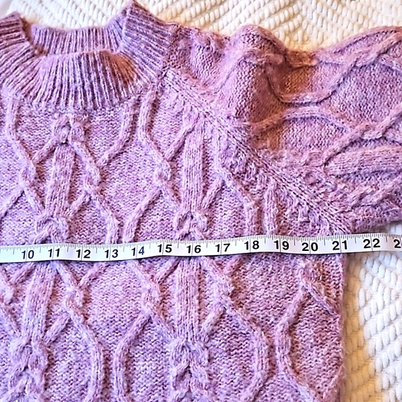 Kut from the Kloth XL turtleneck sweater. Lilac purple cable knit. - Picture 6 of 9